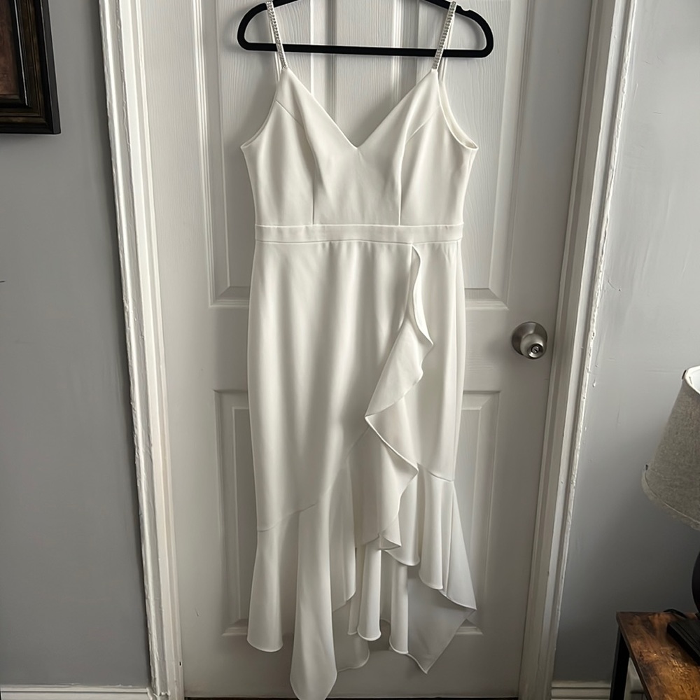 Beautiful White Rhinestone strap Dress